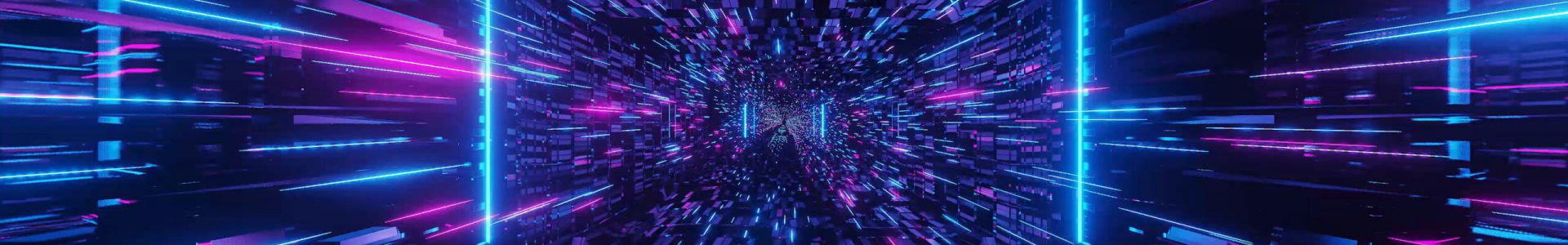 A 3D illustration of blue and purple futuristic sci-fi techno lights-cool background